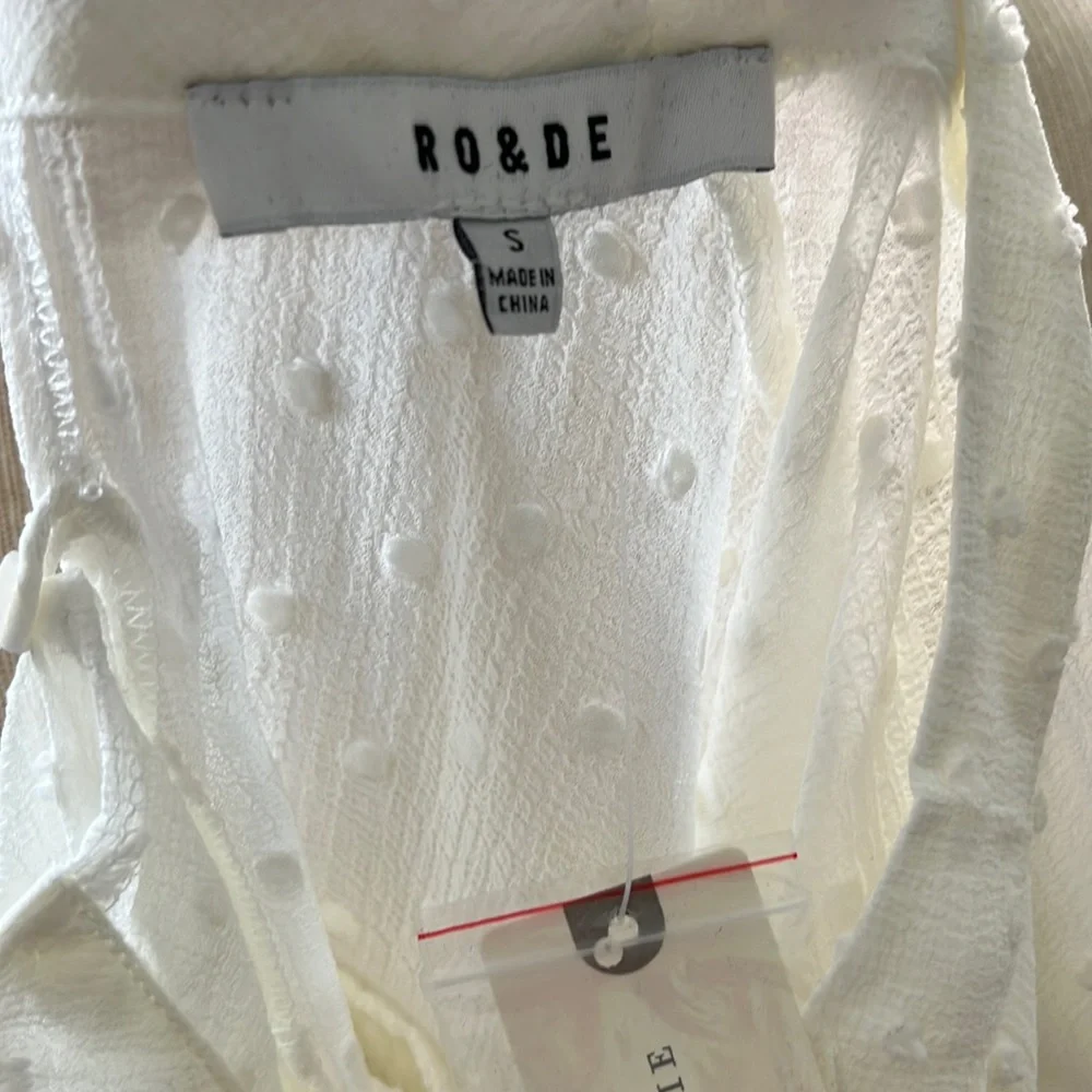 Anthopologie Ro & De Smocked Puff-Sleeve Sheer Blouse, Small